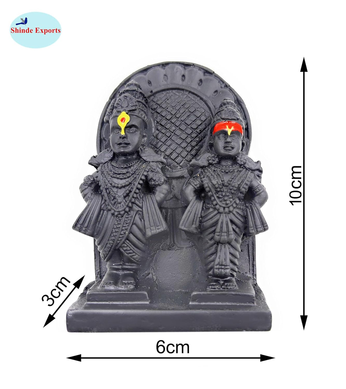 SHINDE EXPORTS vithal rukmini murti Idol for car vitthal rakhumai panduranga Statue Small Size 4 inches