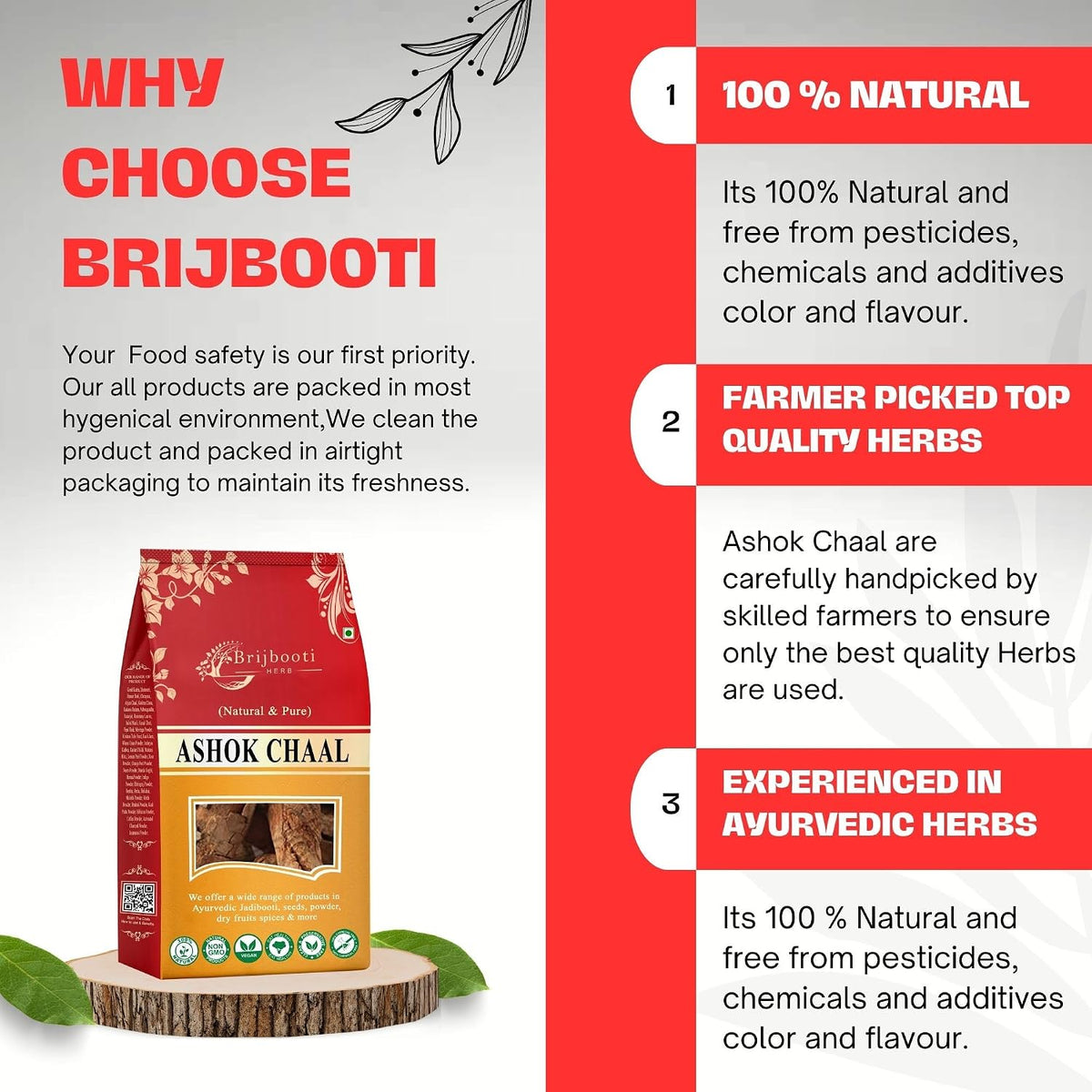 BrijBooti Ashok Chaal 200 Gr - Ashoka Bark - Saraca Ashoka Bark - Ashok Tree