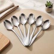 Parage Tiara Stainless Steel Dinner Spoon Set of 6, Length 16cm Tableware with 2mm Thickness Spoons, Mirror Finish for Home Kitchen Dining