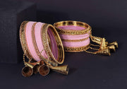 NMII Fancy Golden Latkan Metal Bangles Set For Women & Girls with Zircon Diamond & Velvet Finish | Stylish Women's Chuda Bangles | Girl's Bangles Bracelet For Wedding, Party, Occasion Wear-Set of 32