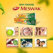 Dabur Meswak: India's No-1 Fluoride Free Toothpaste with Antibacterial, Anti Inflammatory & Astringent benefits,Cavity Protection|Helps fight Plaque, Tartar, Cavity and Tooth Decay- 400 gram(200gm*2)