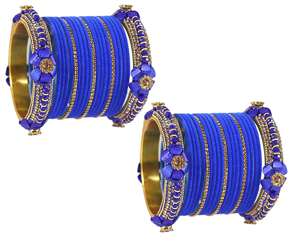 NMII Traditional Plain Metal Bangles with Golden Zircon Stone For Women & Girls | Chuda Set For Bridal Women Wedding, Party, Occasion | Golden Chuda | Metal Bangles For Women- Set of 30