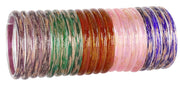 NMII Plain Multicolour Glass Kada Combo Set For Women And Girls With Sleek Finish | Simple Design Kada Set | Glass Kada Set For Women | Glass Bangles-Pack Of 20 Kada