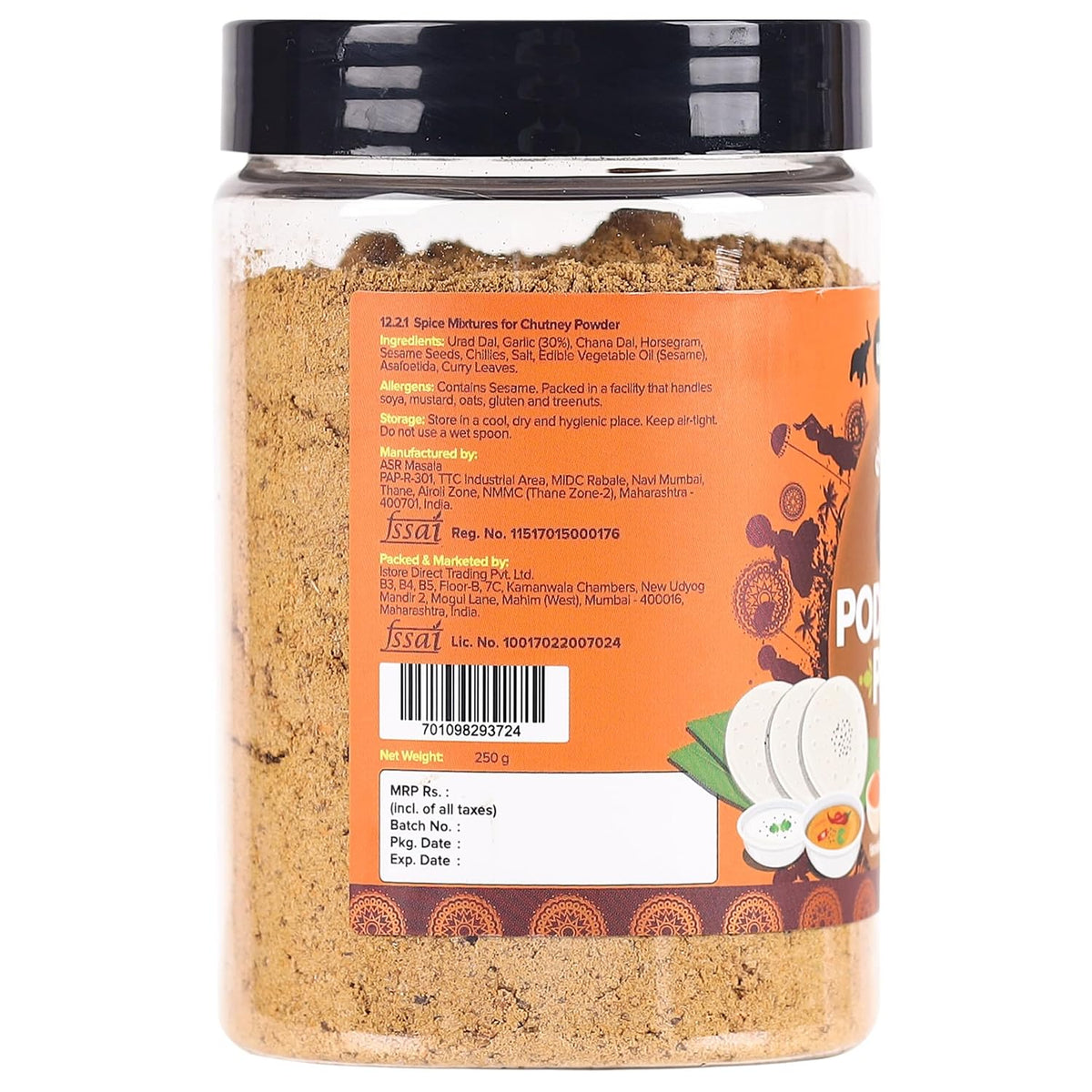 Urban Platter Classic South Indian Garlic Podi Chutney Powder, 250g (Ready to use, Just add ghee or Oil)