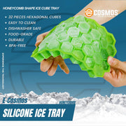 E-COSMOS® Ice Cube Tray Silicone for Freezer Honeycomb 37 Cavity Ice Cube Mould Flexible Tray for Freezer, Chocolate Cake Maker, Ice Trays for Chilled Drinks, Reusable (Honeycomb (POF-2))
