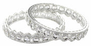 NMII Alloy Metal American Diamond Bangles Bracelet Jewellery Set For Women & Girls | Oval Shaped Cubic Zirconia Bangle | Premium Bridal Kada For Wedding, Party, Spaecial Occasion- Set of 2 Bangles