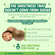 Urban Platter Monk Fruit Sweetener (Zero Calorie, Keto & Diabetic-Friendly, 1:1 Sugar Replacement, No Aftertaste, Monk Fruit + Erythritol Blend) (200g (Pack of 2))