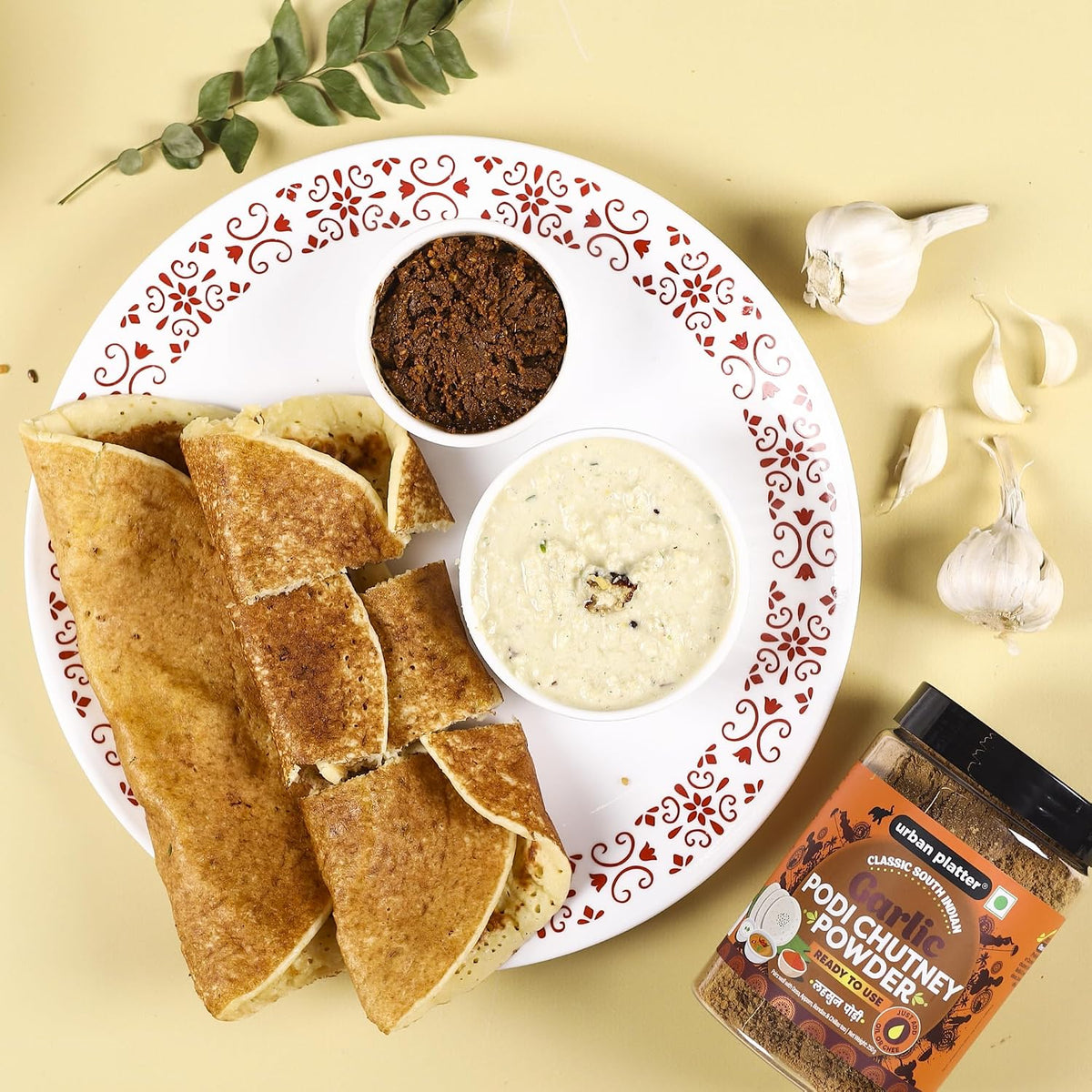 Urban Platter Classic South Indian Garlic Podi Chutney Powder, 250g (Ready to use, Just add ghee or Oil)
