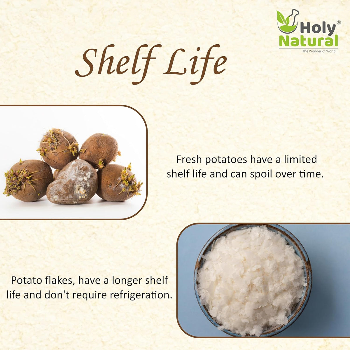 Holy Natural - The Wonder of World Potato Flakes(Dehydrated)-1 Kg|Instant Aaloo Mashed