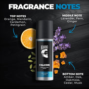 Beardo Falcon Perfume Deo 150ml | Amber Fresh Musk | Deodorant | Body Spray For Men | Long Lasting Fragrance | Gift For Brother | Gift For Friends