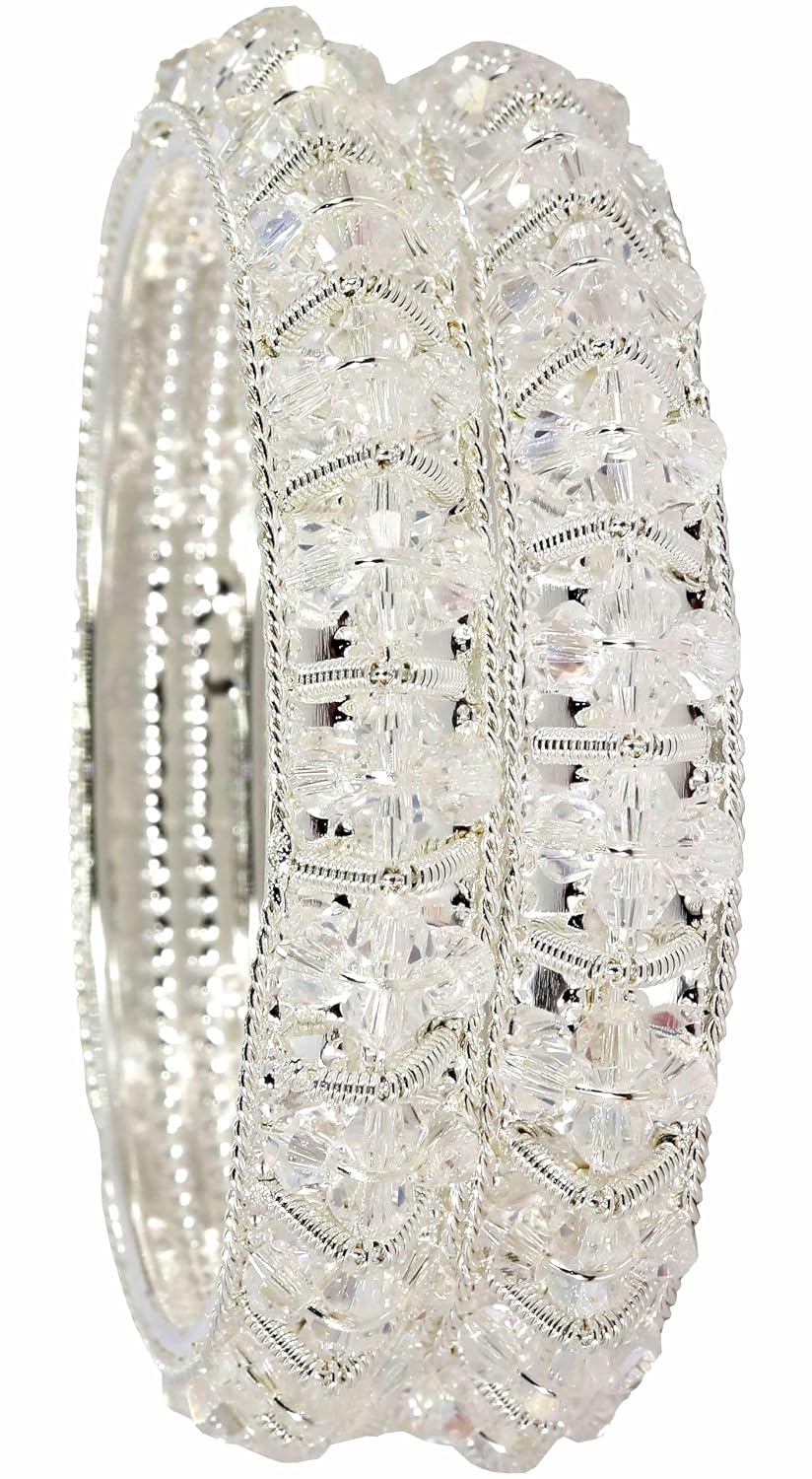 NMII Gold Plated Pearls Kada Bangles Set For Women & Girls | Traditional Designer Bangles | Wedding, Party, Function, Festival, Occasion Fashion Jewellery | Women's Bangles- Set of 2