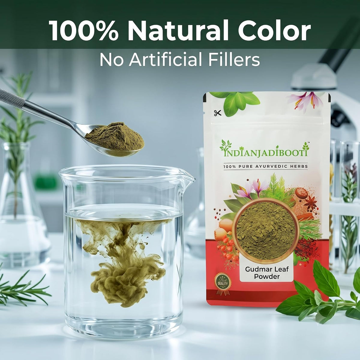 IndianJadiBooti Gudmar Leaf Powder Natural Gymnema Sylvestre Supplement Ayurvedic Herb for Sugar Balance & Craving Support Vegan, Chemical-Free, 250 Grams Pack