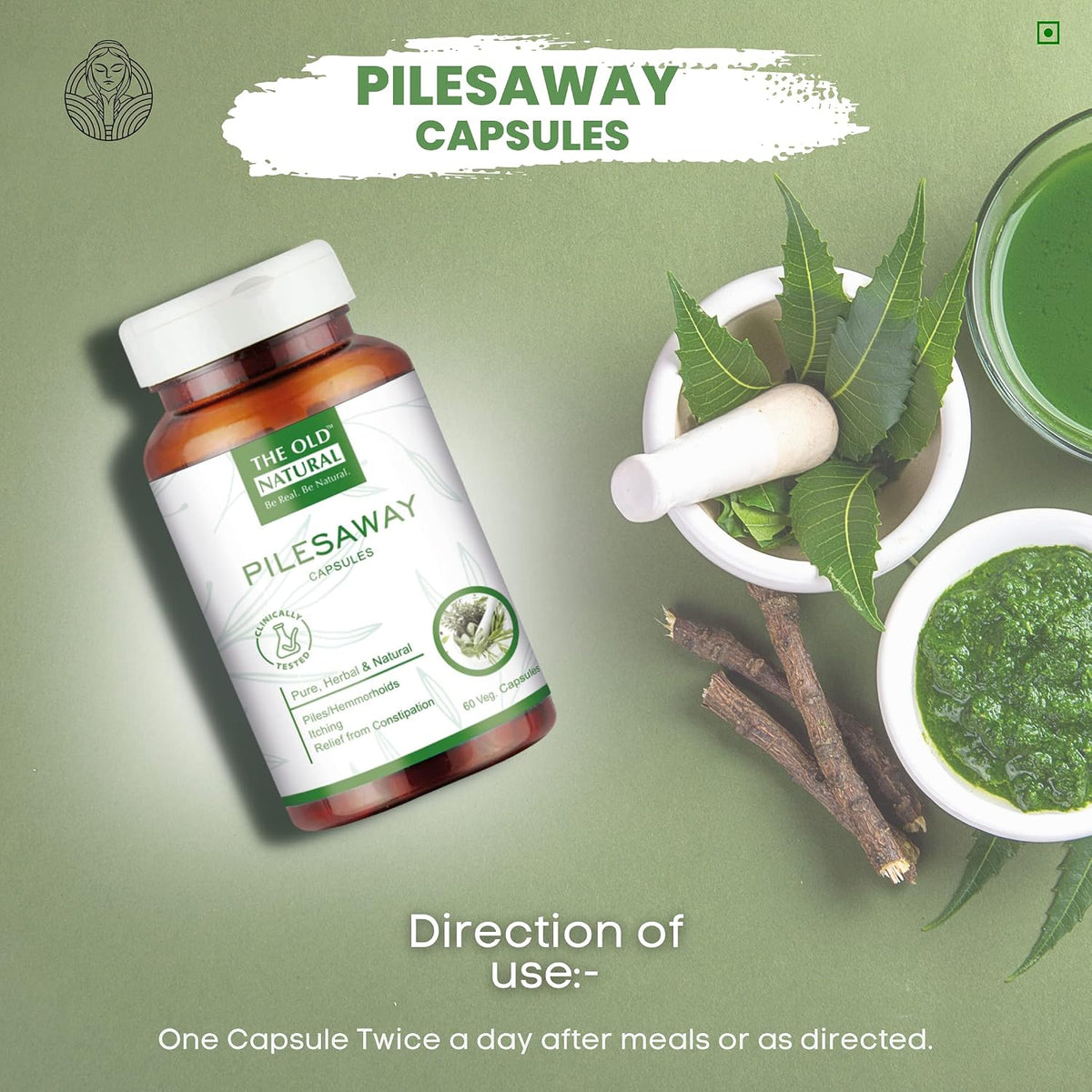 The Old Natural Pilesaway Piles medicine I For Piles, Hemorrhoid Support, Bavasir, Fissure. Fistula, Inflammation & Rectum I Fast Relieve In Bleeding, Burning & Pain I 60 Capsules
