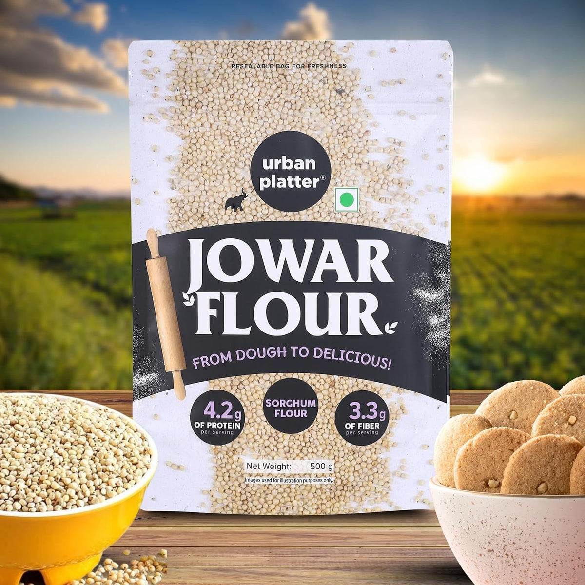 Urban Platter Jowar Flour, 500g (Sorghum Flour | Ancient Supergrain | Rich in Fibre, Iron & Protein)