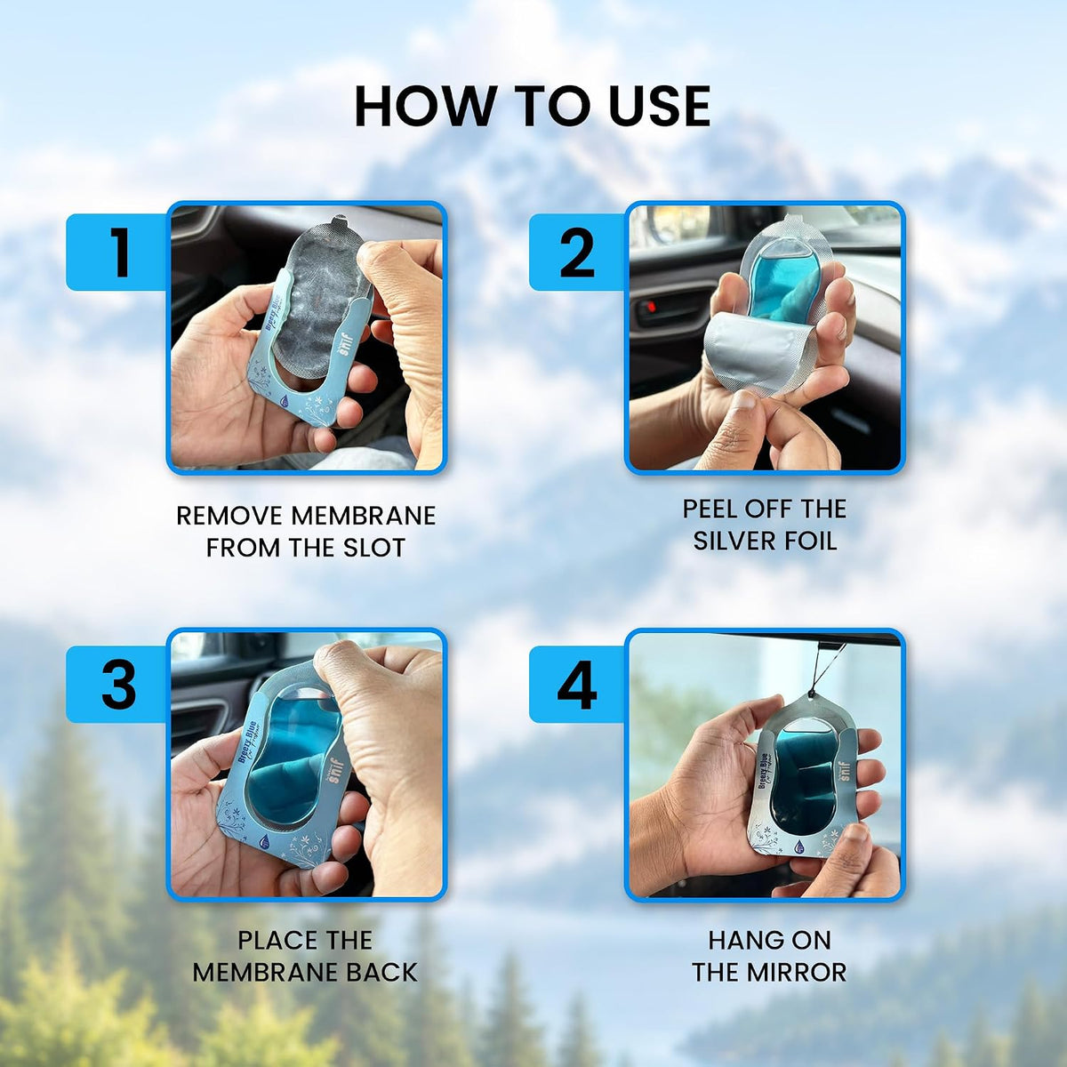 The Old Natural Car Air Freshener Hanging – Snif Gel Car Perfume, Essential Oil Based Long Lasting Car Fragrance (30–45 Days), Odor Eliminator Auto Air Freshener for Car – Breezy Blue