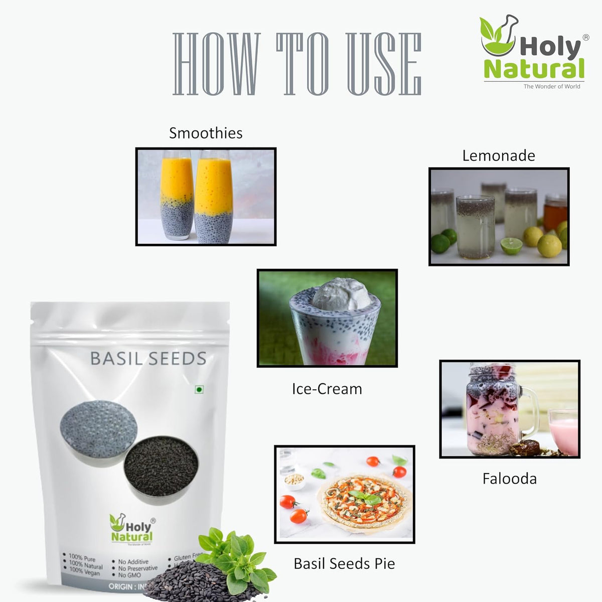 Holy Natural Basil Seeds - 100 GM | Sabja Seeds | Takmariya Seeds