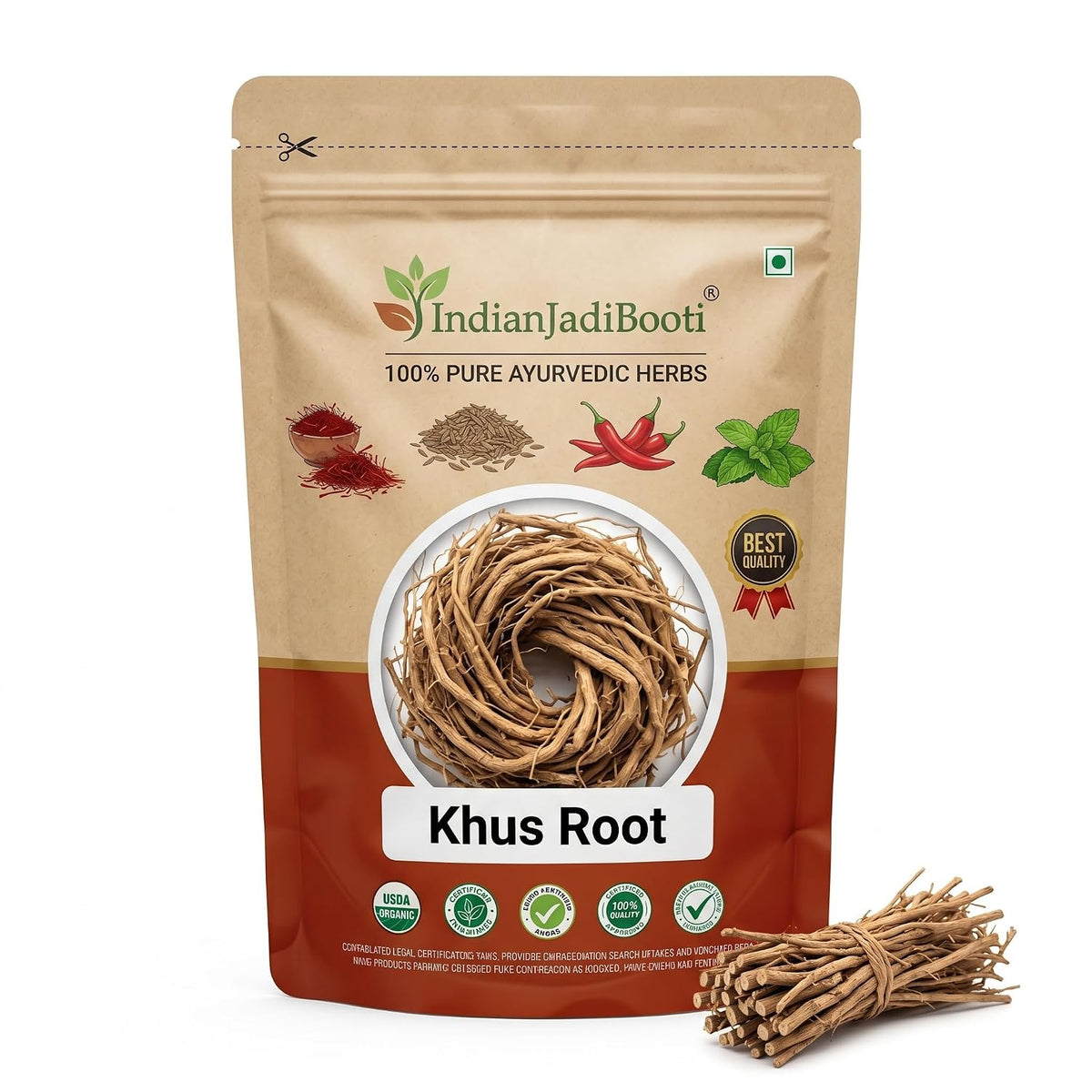 IndianJadiBooti Pure Khus Root (Vetiver/Ramacham) | Raw Herbal Coolant for Drinking Water, Glowing Skin & Summer Body Heat Relief, 900 Grams | (Pack Of 2)