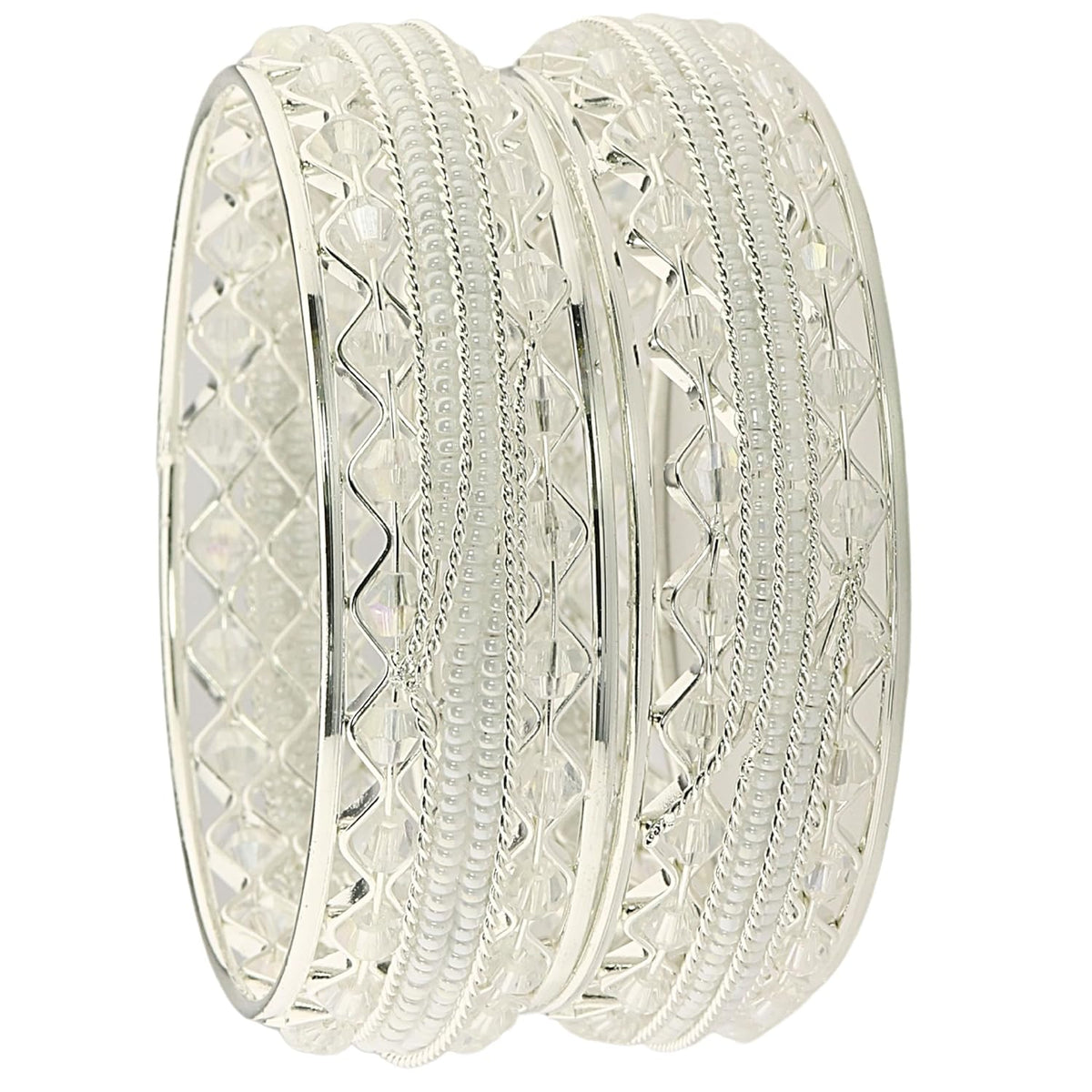 NMII Traditional Plated Metal Bangles Kada Set For Women & Girls With Beads & Pearls | Women's Bangles | Fashion Bangle | Premium Kada Set For Wedding, Occasions Fashion Jewelry - Set Of 2