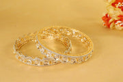 NMII Alloy Metal American Diamond Bangles Bracelet Jewellery Set For Women & Girls | Oval Shaped Cubic Zirconia Bangle | Premium Bridal Kada For Wedding, Party, Spaecial Occasion- Set of 2 Bangles
