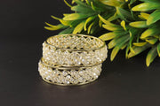 NMII Traditional Plated Metal Bangles Kada Set For Women & Girls With Pearls | Women's Bangles | Fashion Pearls Bangle | Premium Kada Set For Wedding, Occasions, Everyone Jewelry - Set Of 2