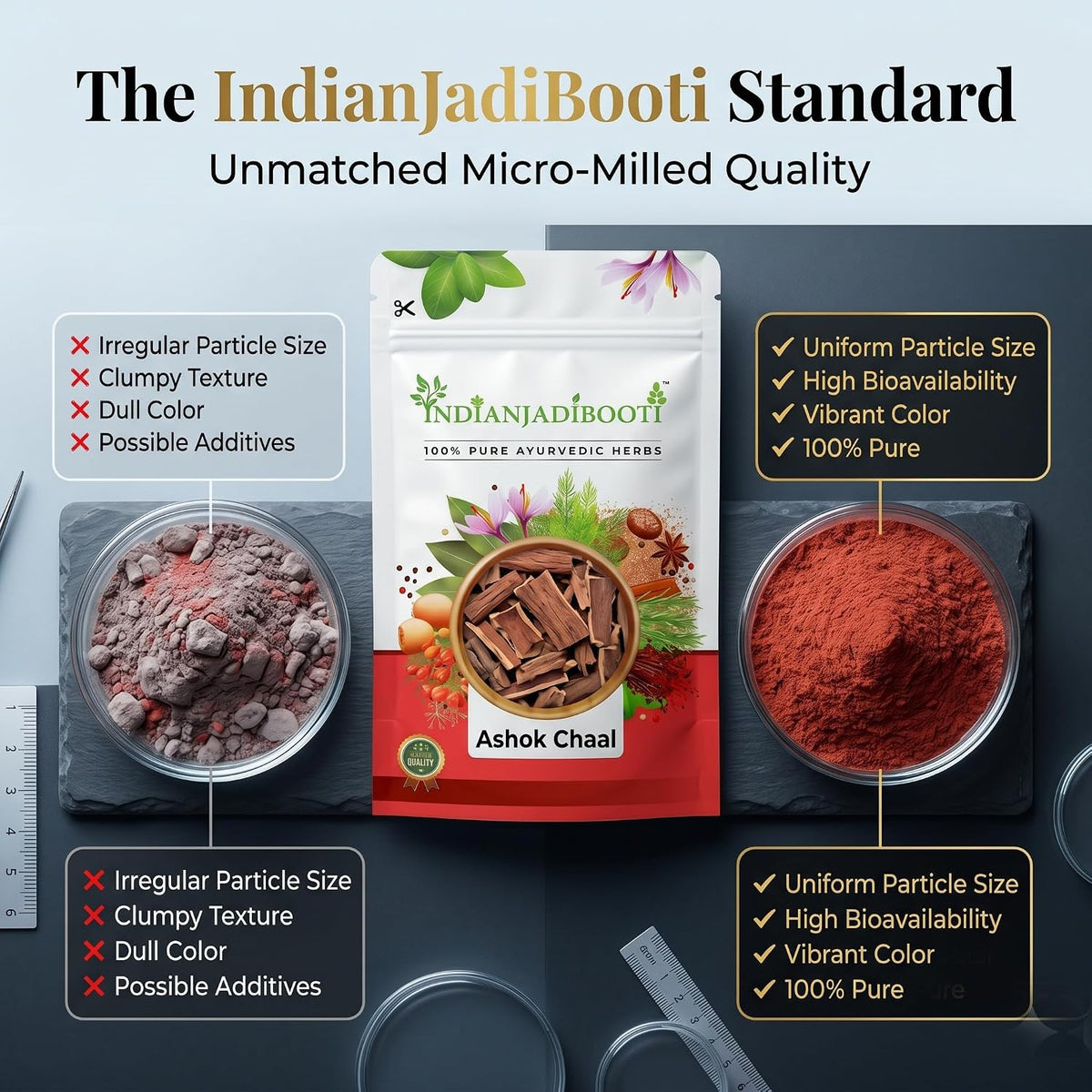 IndianJadiBooti Pure Ashok Chaal Powder (Ashoka Bark Churna) | Saraca Indica | Traditional Botanical for Holistic Female Wellness & Systemic Harmony (400g)
