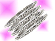 NMII Non-Precious Metal Base Metal and Curved Shaped Studded with Zircon Gemstone Glossy Finished Bangle/Kada Set For Women and Girls