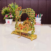 KridayKraft Metal Laddu Gopal Jhulla Palana for Janmastmi Festive Gold Plated with Meenakri Work for Your Home, Temple Office,Gift Article.