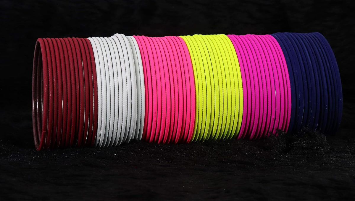 NMII Multicolour Metal Bangles Set For Women & Girls with Matte Finish Design | Bangles For Daily use, Party, Office, Wedding | Chudi Set | Bangles For Women Plain | Fashion Jewellery- Set of 144
