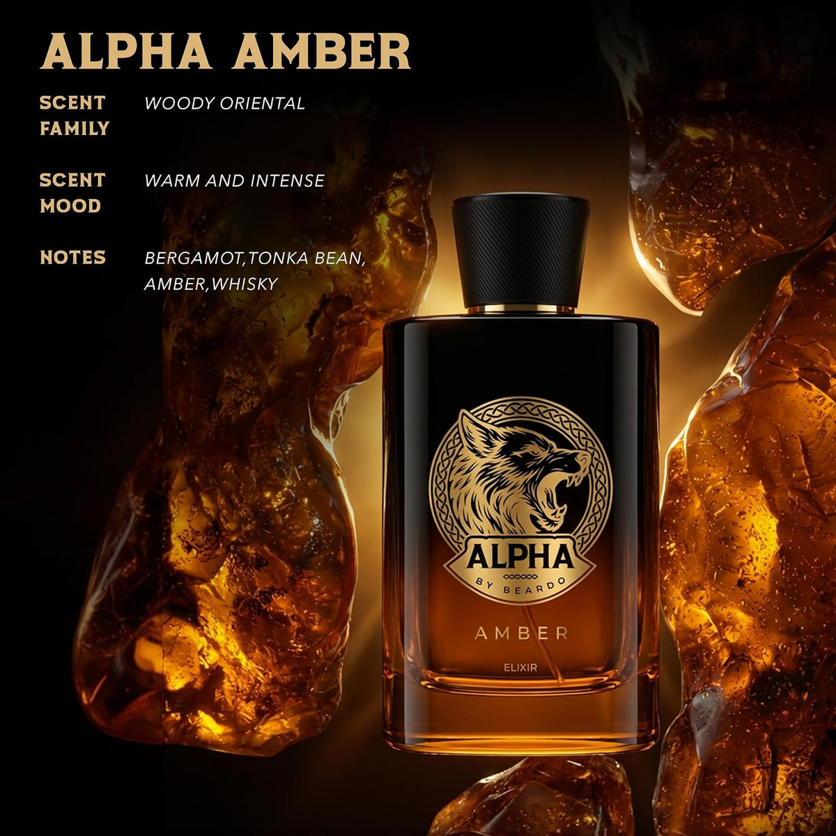 BEARDO Alpha Amber Elixir 100ml | Extrait De Parfum | Woody, Oriental & Ambery Perfume For Men | Long Lasting Perfume | Premium Gift For Man | Gift For Husband | Boyfriend