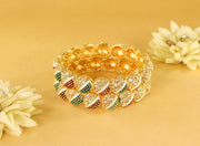 NMII Traditional Alloy Metal With Zircon Diamond Kada Bangles Set For Women & Girls | Designer Women's Kangan Chudi - Set Of 2 Kada