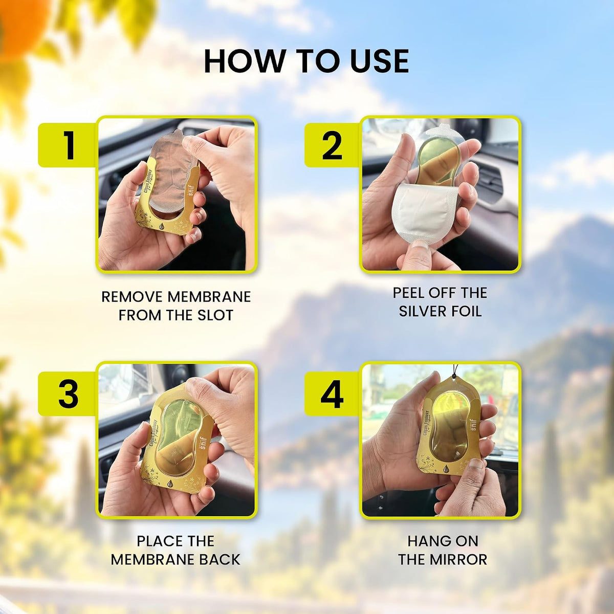 The Old Natural Car Air Freshener Hanging – Snif Gel Car Perfume, Essential Oil Based Long Lasting Car Fragrance (30–45 Days), Odor Eliminator Auto Air Freshener for Car – Citrus Fantasy
