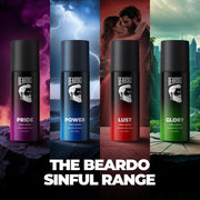 Beardo Power, Lust & Glory Perfume Body Spray (Set of 3) Get compliments with Long lasting Fougere, Aromatic Deodorant Brand | Christmas gift for men | Gift For Friends | Gift for Men