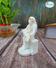 SHINDE EXPORTS White shirdi saibaba Marble Idol for Pooja Room Statue murti car Dashboard Home Murty. (9 CM)