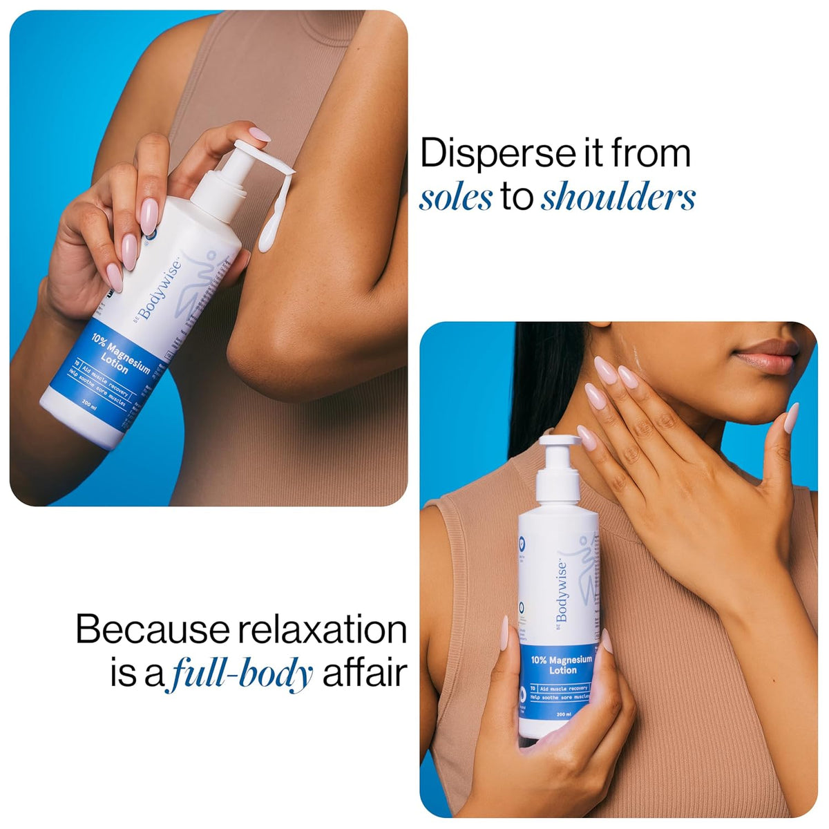 Be Bodywise 10% Magnesium Sleep Body Lotion 300ml | For Muscle Recovery & Relaxation | Infused with Shea Butter & Lavender | Mildly Scented, Lightweight & Non-Greasy Formula