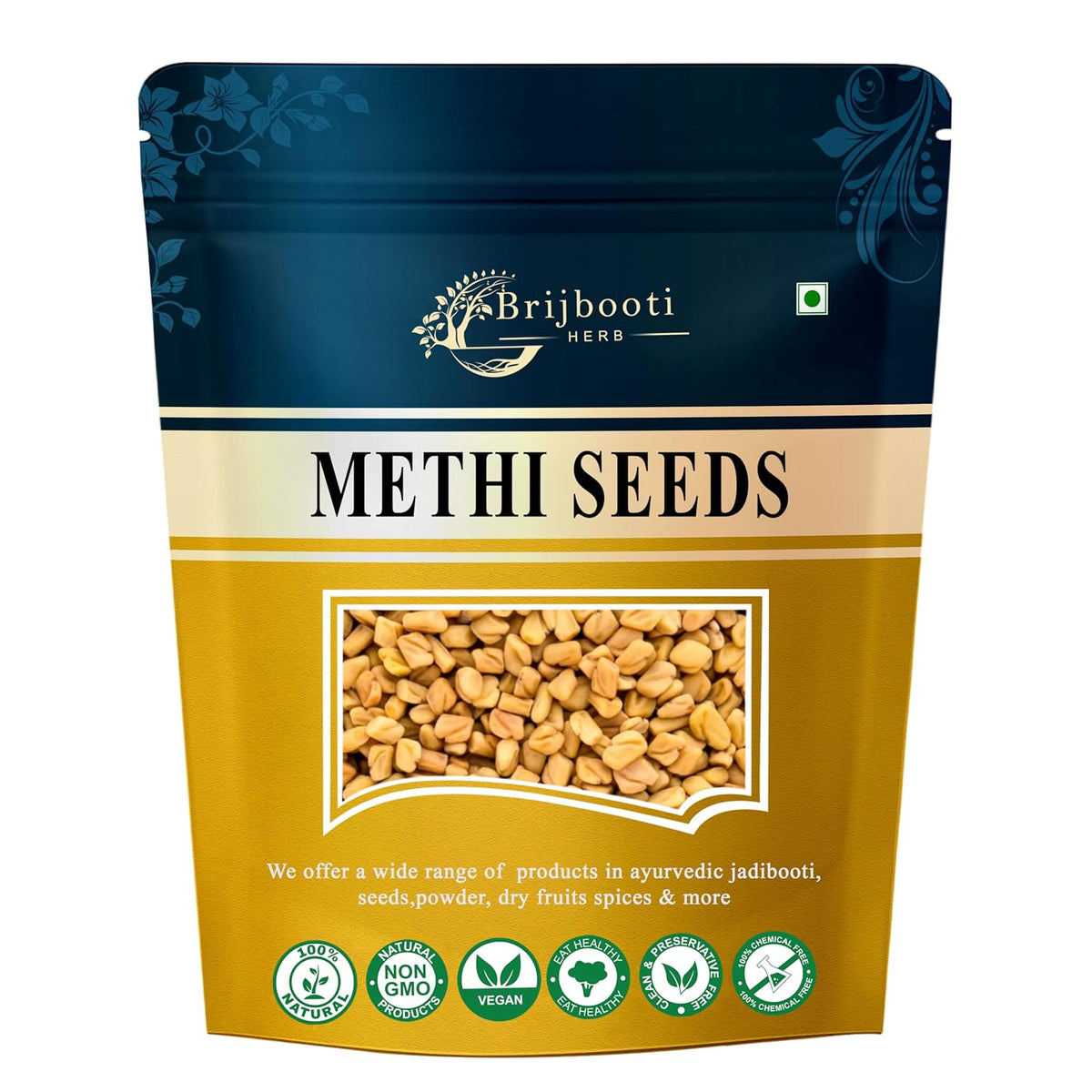 BrijBooti Birju Mahavir Methi Dana Seed 200 Gram | Methi seeds fenugreek | Fenugreek Seeds | Whole Methi Dana Seeds | Indian Spices