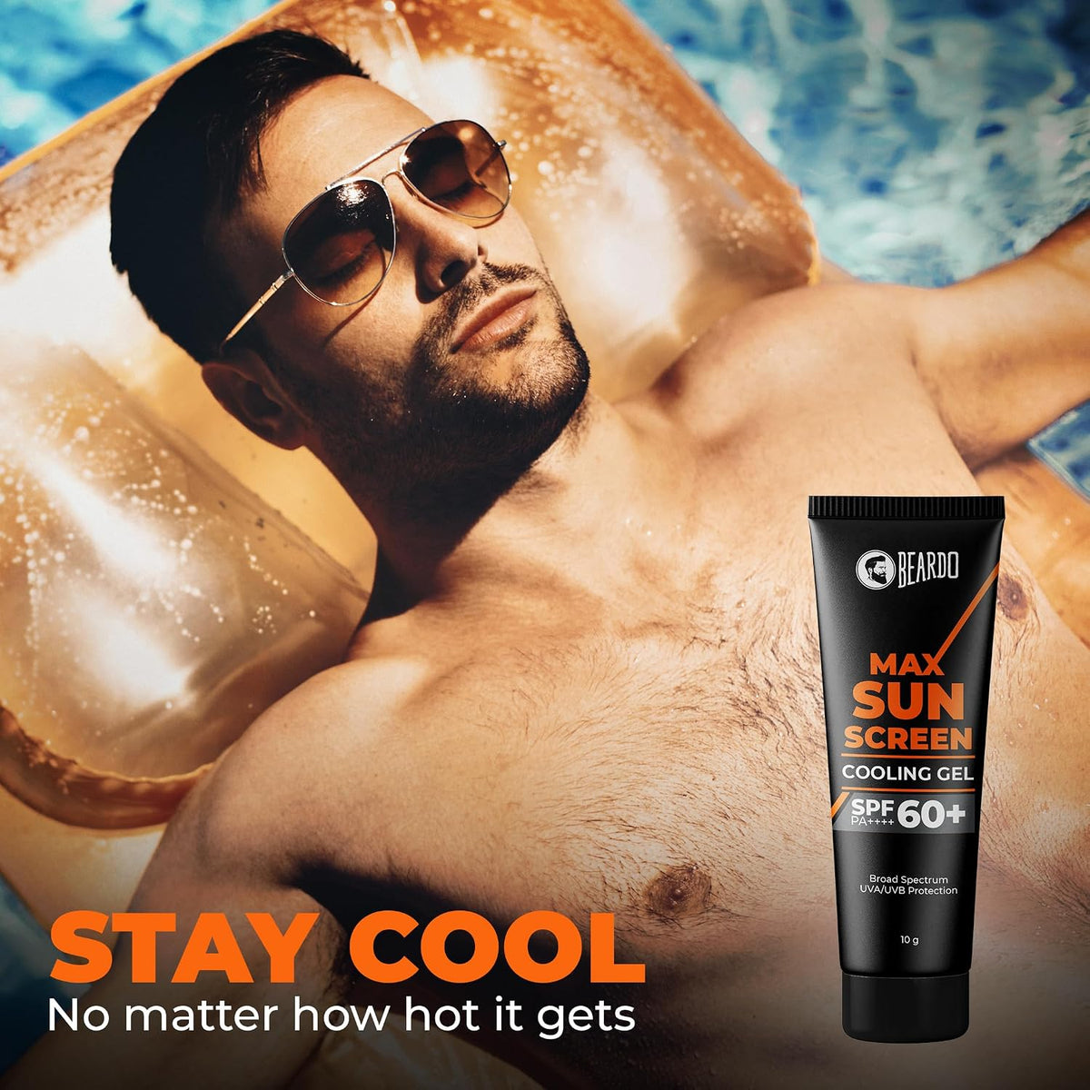 Beardo Max Cooling Gel Sunscreen SPF 60+ PA++++|UVA/UVB Protection | No White Cast |Ultra Lightweight Texture | Non-Greasy |Sunscreen for Men-10g