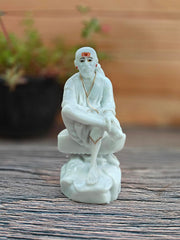 SHINDE EXPORTS shirdi saibaba Marble Idol Statue murti Home Murty for car Dashboard for Pooja Room (16.5cm)
