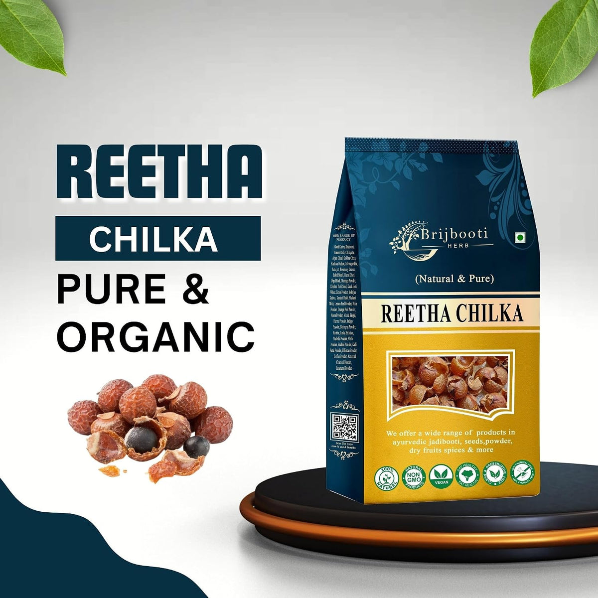BrijBooti Sabut Reetha Without Seed/Seedless Soap Nuts For Normal Hair 800 Gram Natural