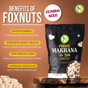 NatureVit Phool Makhana 250g [Jumbo-Size] | Hand Picked | Big Lotus Seeds | Gluten-Free | Low-Fat Snack