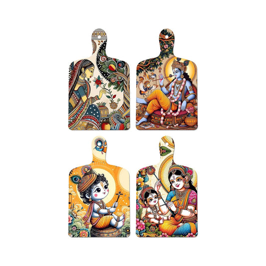 Artvibes Spiritual Little Krishna Theme Wall And Door Hanging for Home | Spiritual Decor Items | Wall Sculpture | Signs & Plaques | Artwork| Stylish Modern Decor Item | Gift Items (WH_5655N), Set of 4
