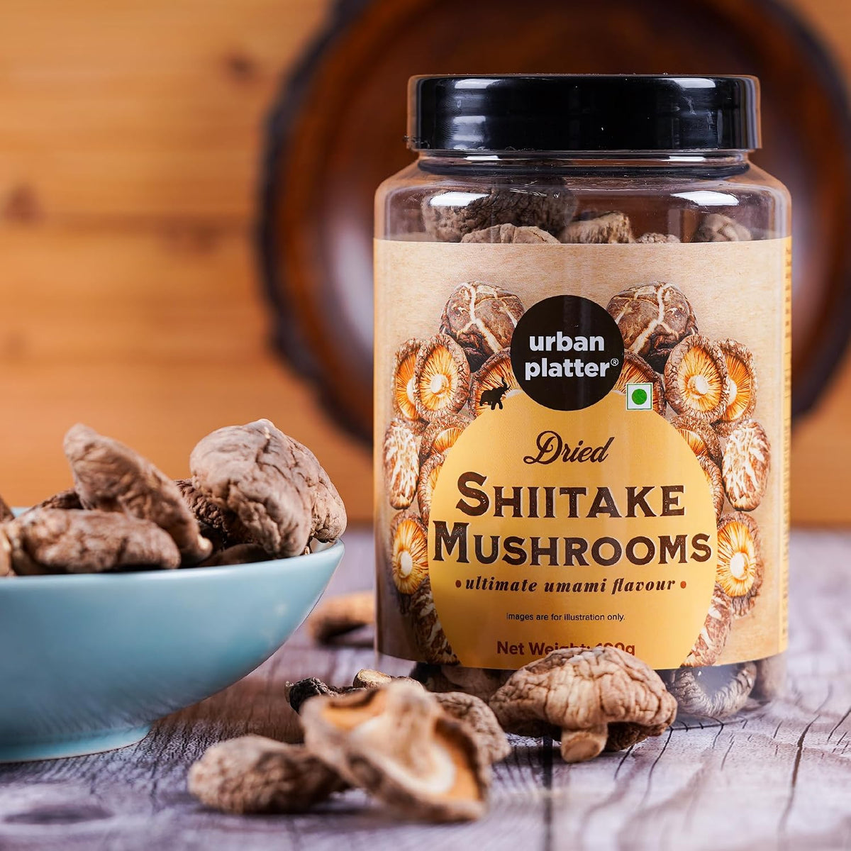 Urban Platter Dried Shiitake Mushrooms, 100g (Umami-Rich | Perfect for Asian Soups, Stir-Fries & Sushi | Rehydrates Quickly)
