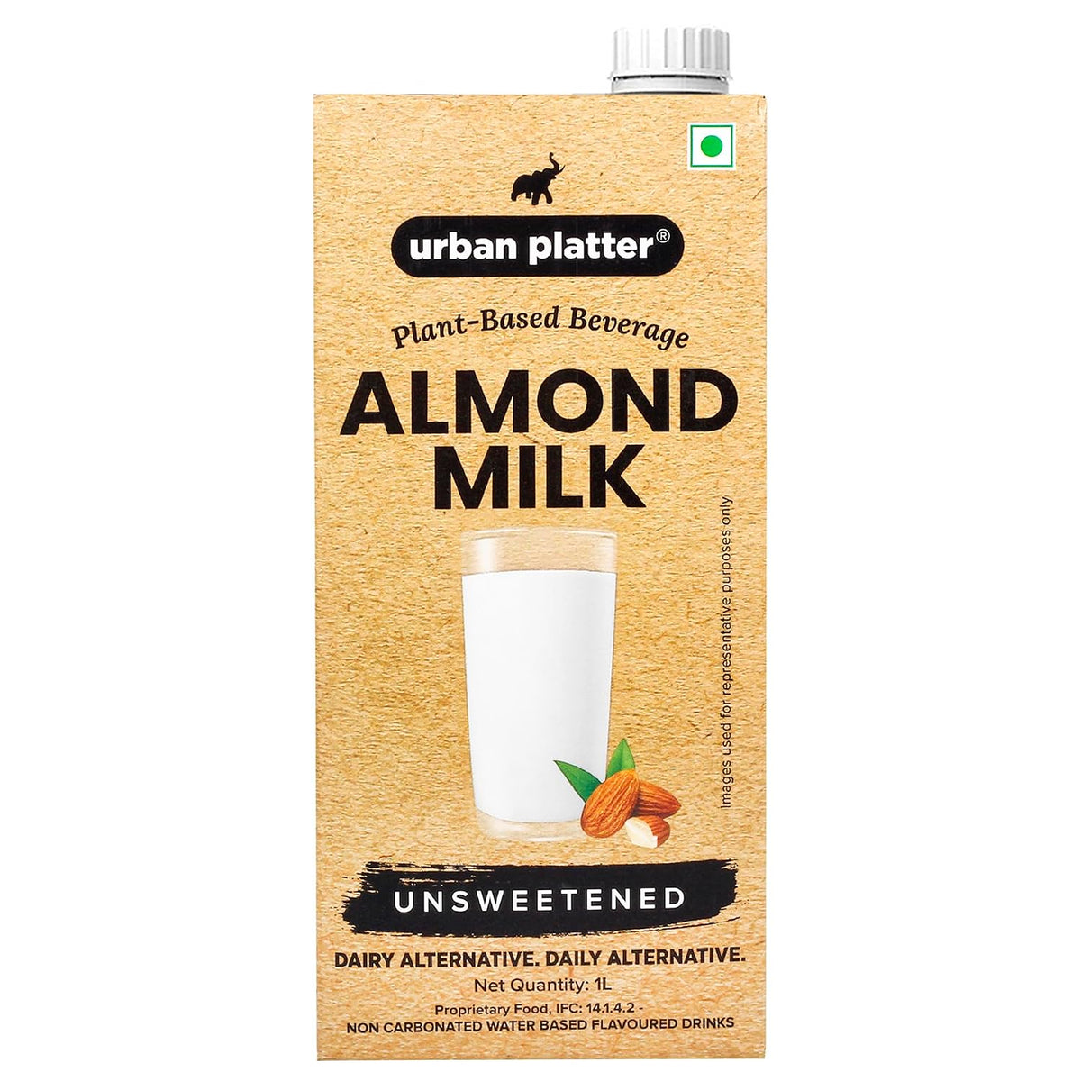 Urban Platter Almond Milk, 1 Litre (Unsweetened | Lactose-Free | Plant-Based Milk Alternative | Works Beautifully in Tea and Coffee) (Pack of 3)