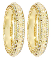 NMII Metal with Zircon Gemstone & Artificial Pearls Studded Stylish Kada Bangles Set For Women & Girls | Traditional Kada For Women | Women's Bangles For Wedding, Party, Occasion- Set of 2
