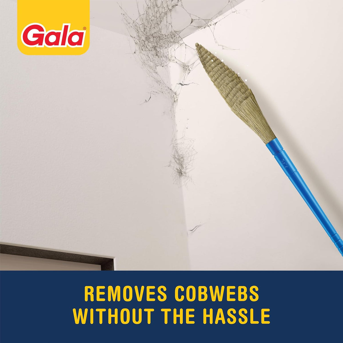 Gala No Dust Broom – India's No. 1 Jhadu | Long Handle for Floor, Corners & Cobwebs | No Back Strain | Traps Fine Dust & Hair | Detachable Handle
