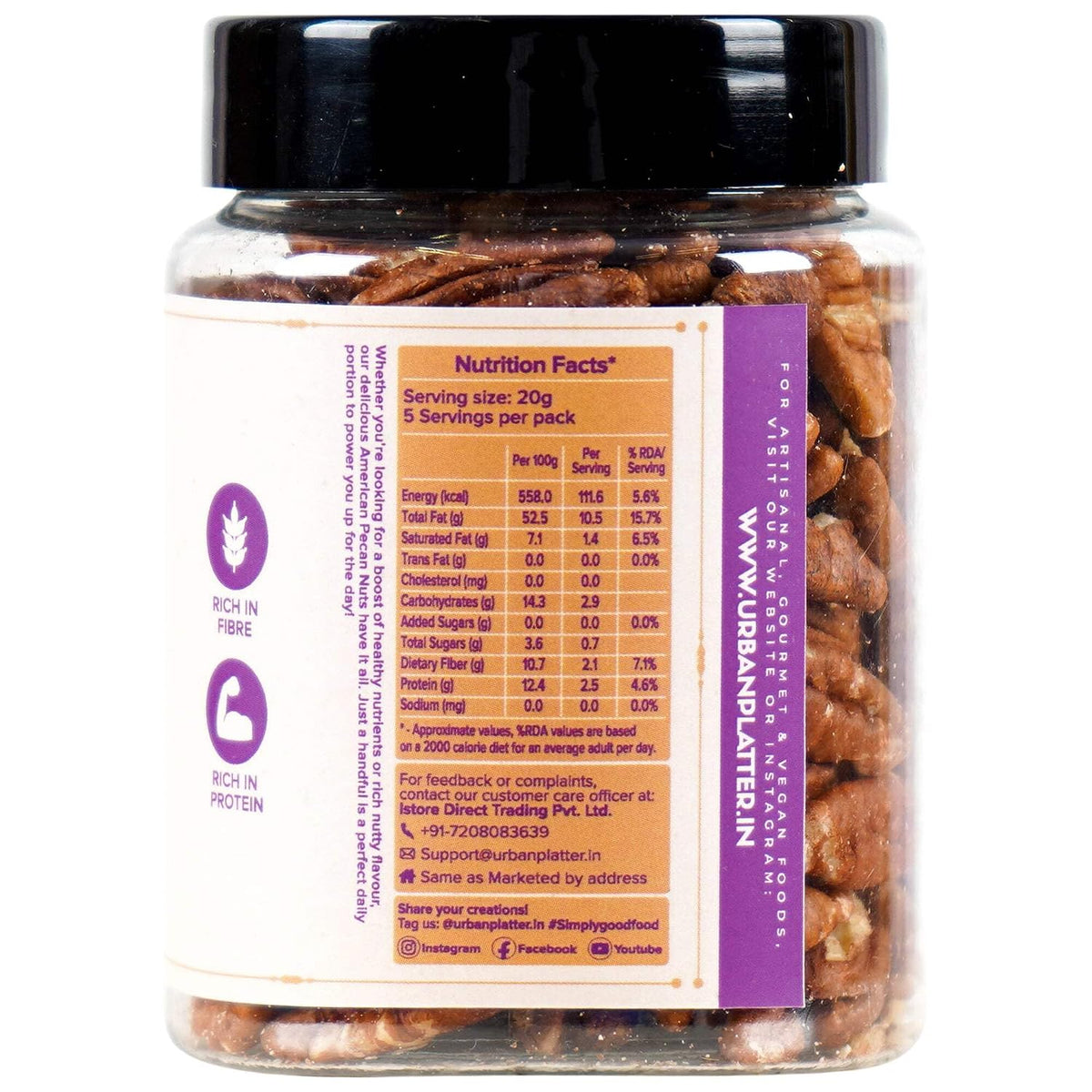 Urban Platter American Pecan Nuts, 100g (Rich in Protein and Fibre; Ideal for Snacking and Baking)