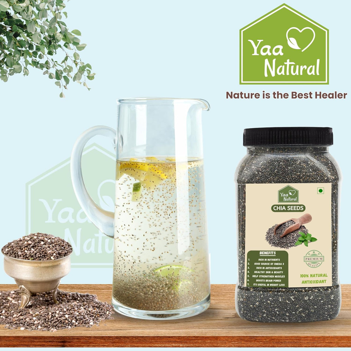 Yaa Natural Raw Chai seed Rich Omega-3, Protein in Calcium & Fiber,and Antioxidant & Weight Management 100% Natural Quality (