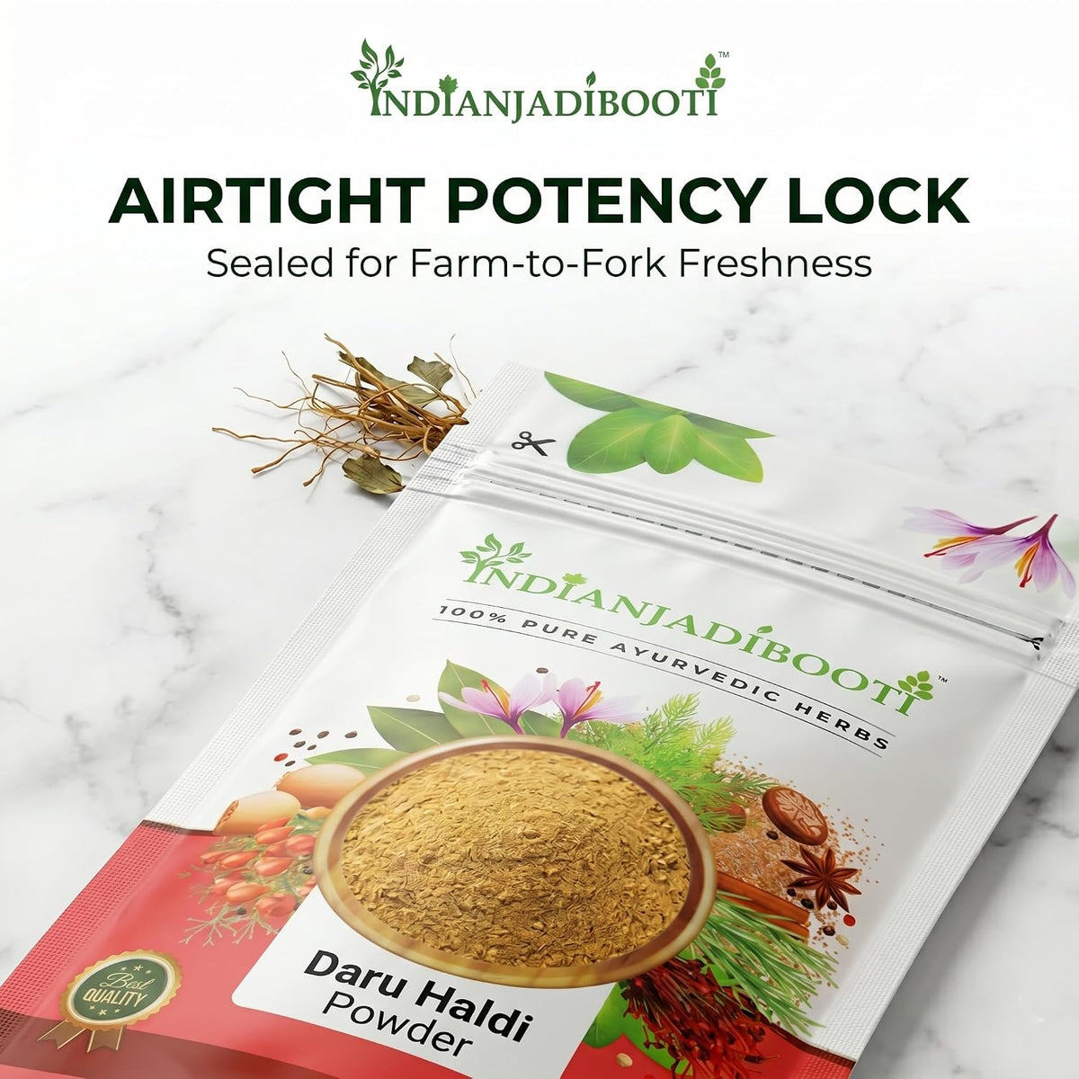 IndianJadiBooti Pure Daru Haldi Powder | Raw Berberis Aristata (Tree Turmeric) for Hepatic Support, Metabolic Wellness & Skin Clarity, 250 Grams Pack 100 Grams Pack | Pack Of 2