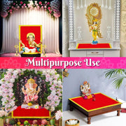 Bhakti Lehar Large Size Velvet Pooja Aasan for God Idol/Chowki Aasan Kapda Mat for Puja Table, Home Mandir and Temple - Pack of 2