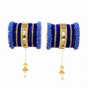 NMII Non-Precious Metal,Base Metal with Radha Krishna Latkan Zircon Gemstone Or Pearl and Velvet worked Glossy Finished Bangle Set For Women and Girls
