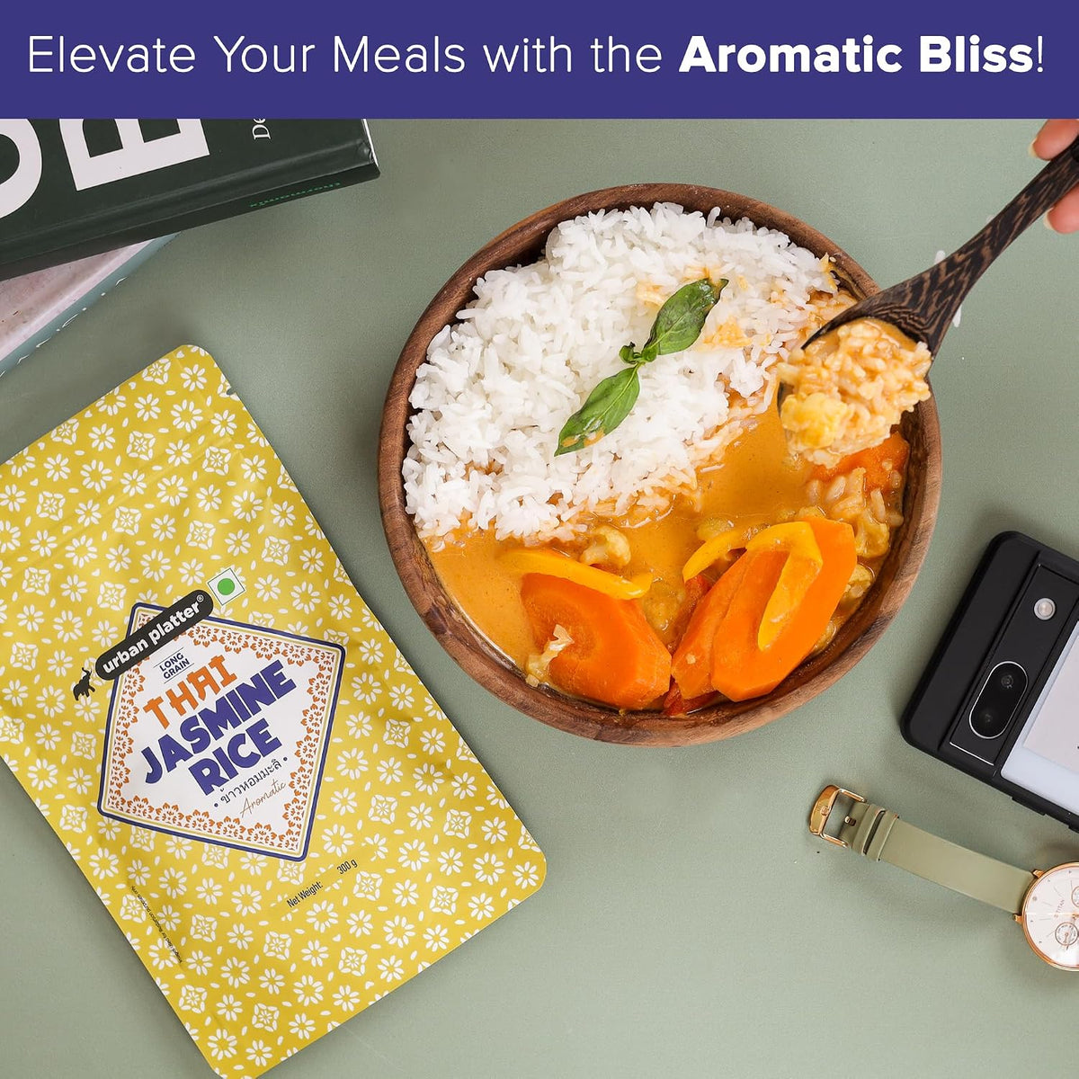 Urban Platter Thai Jasmine Rice, 300g (Aromatic Long-Grain Rice | Soft & Fluffy Texture | Asian Pantry Staple)